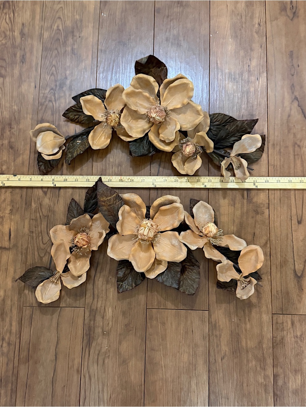 Neutral Beige Magnolia Wall Accent Pair